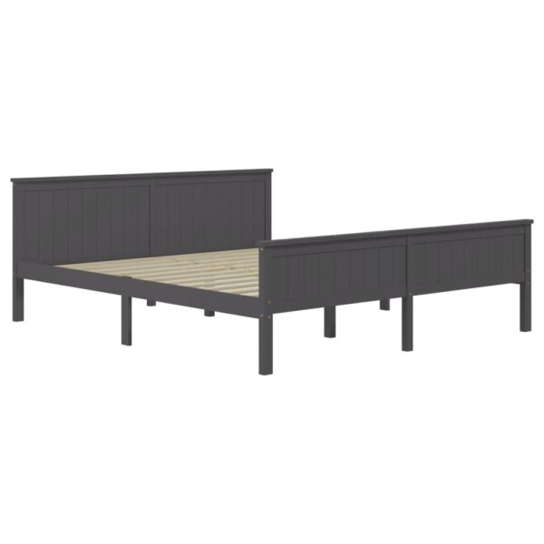 Estrutura de cama 180x200 cm madeira pinho maciço cinzento - Image 2