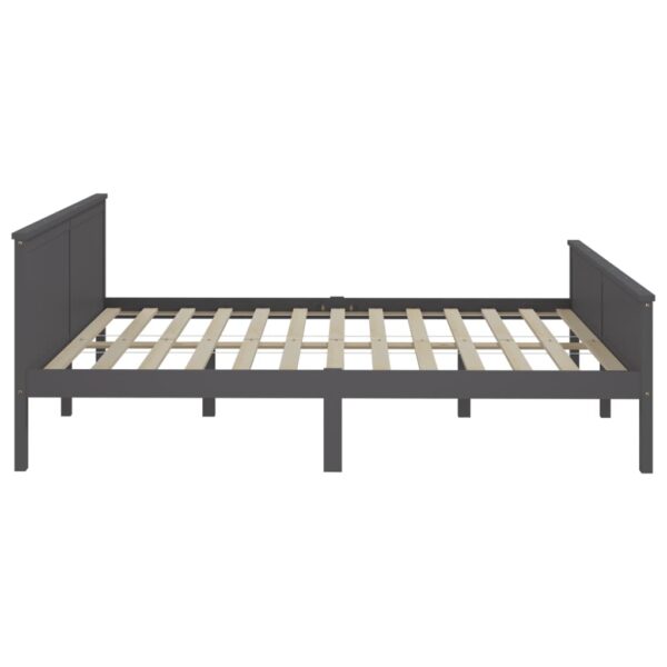 Estrutura de cama 180x200 cm madeira pinho maciço cinzento - Image 4