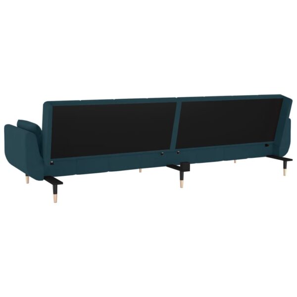 Sofá-cama 2 lugares com duas almofadas veludo azul - Image 7