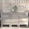 Armários de cozinha comerciais 3 pcs aço inoxidável