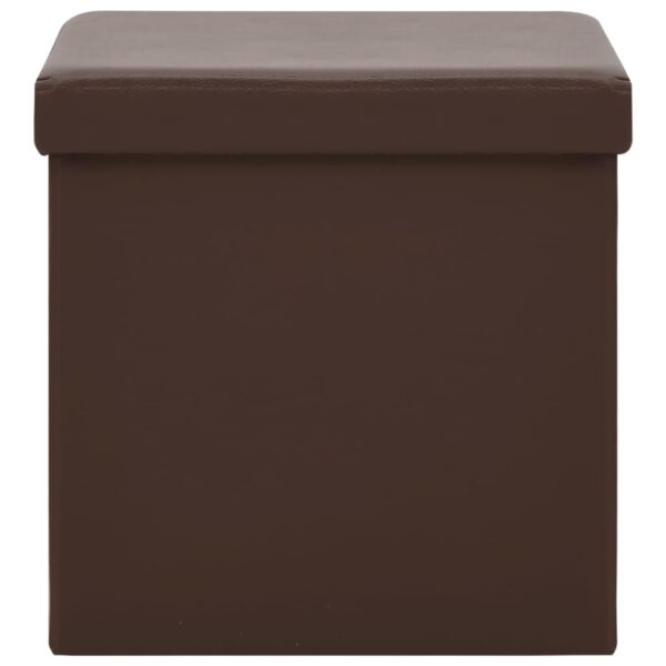 Bancos de arrumação dobráveis 2 pcs PVC castanho - Image 3