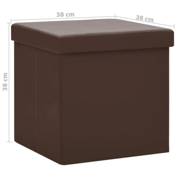 Bancos de arrumação dobráveis 2 pcs PVC castanho - Image 8