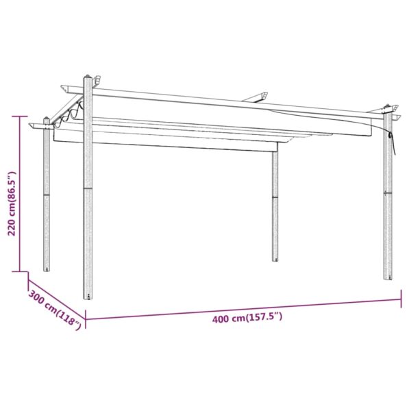 Gazebo de jardim com telhado retrátil 4x3 m antracite - Image 7