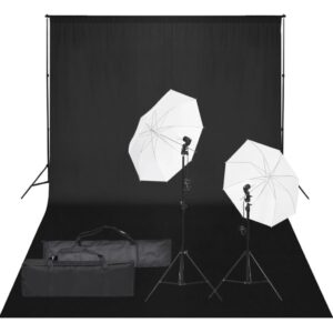 Kit de estúdio fotográfico com conjunto de iluminação e fundo