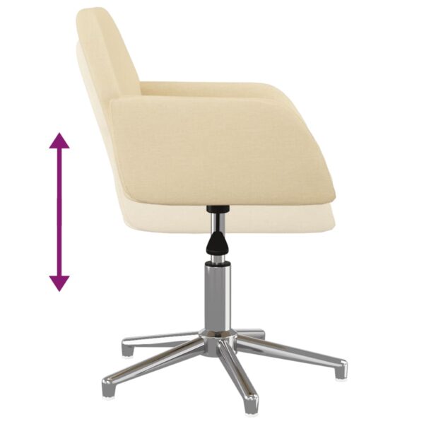 Cadeiras de jantar giratórias 2 pcs tecido cor creme - Image 7