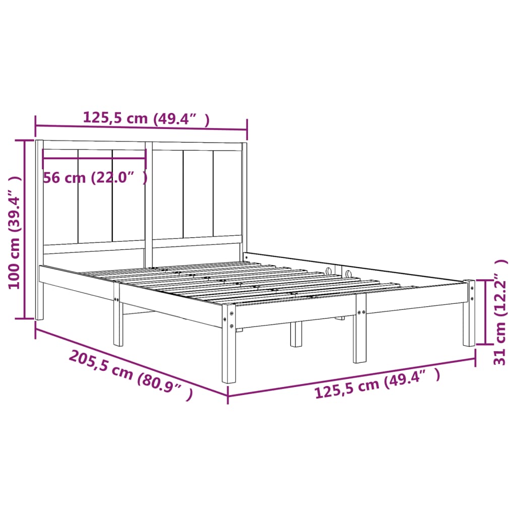 Cama sem colchão 120x200 cm madeira de pinho maciça - Image 4