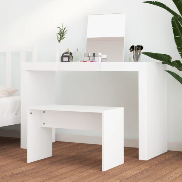 Banco de toucador 70x35x45 cm derivados de madeira branco - Image 2