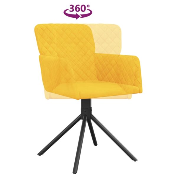 Cadeiras de jantar giratórias 2 pcs veludo amarelo - Image 7