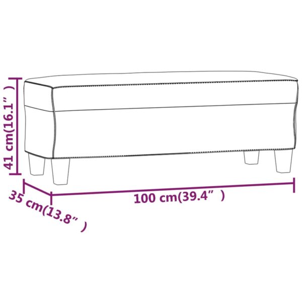 Banco 100x35x41 cm couro artificial preto - Image 6