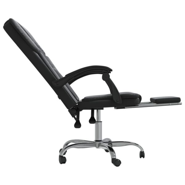 Cadeira de escritório reclinável couro artificial preto - Image 6