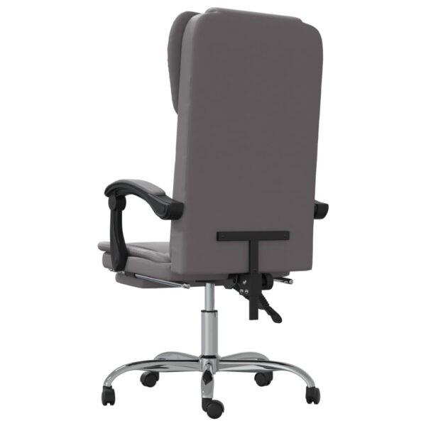 Cadeira de escritório reclinável couro artificial cinzento - Image 4