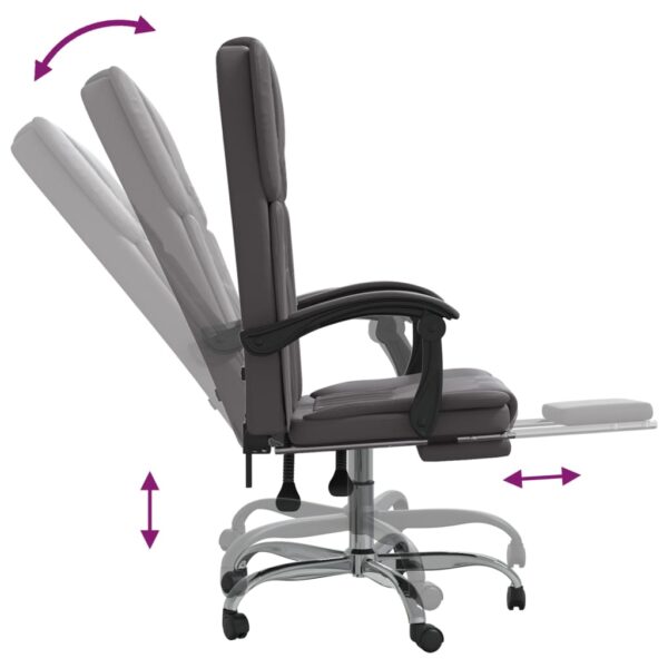 Cadeira de escritório reclinável couro artificial cinzento - Image 7