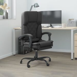 Cadeira escritório massagens reclinável couro artificial preto