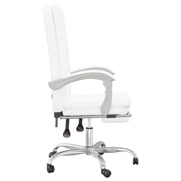 Cadeira de escritório reclinável couro artificial branco - Image 3