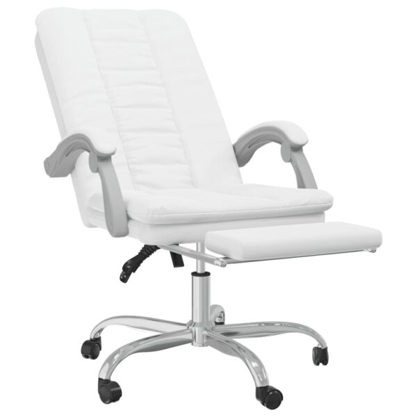 Cadeira de escritório reclinável couro artificial branco - Image 5