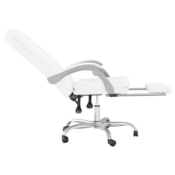 Cadeira de escritório reclinável couro artificial branco - Image 6