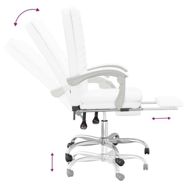 Cadeira de escritório reclinável couro artificial branco - Image 7
