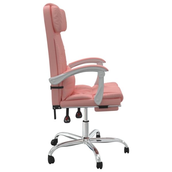 Cadeira de escritório reclinável couro artificial rosa - Image 3