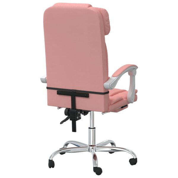 Cadeira de escritório reclinável couro artificial rosa - Image 4