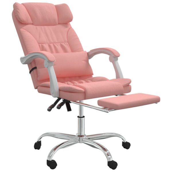 Cadeira de escritório reclinável couro artificial rosa - Image 5