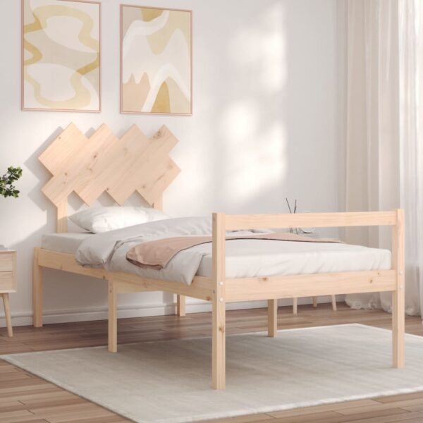 Cama para idosos com cabeceira 90x200 cm madeira maciça - Image 2