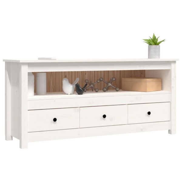 Móvel de TV 114x35x52 cm madeira de pinho maciça branco - Image 3