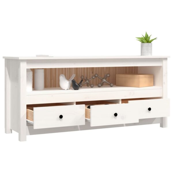 Móvel de TV 114x35x52 cm madeira de pinho maciça branco - Image 4