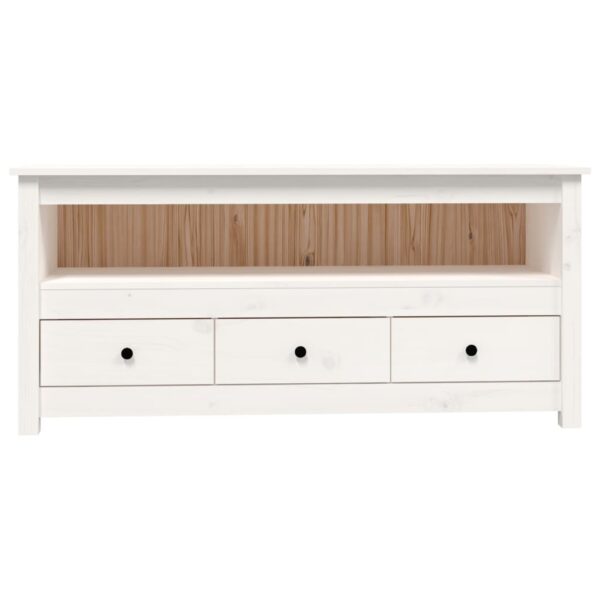 Móvel de TV 114x35x52 cm madeira de pinho maciça branco - Image 5