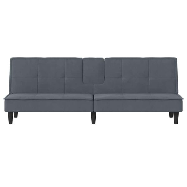 Sofá-cama com suportes para copos veludo cinzento-escuro - Image 4
