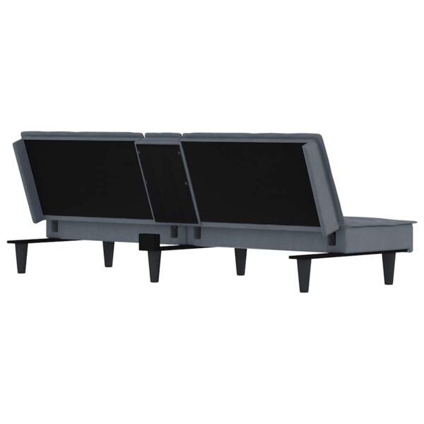Sofá-cama com suportes para copos veludo cinzento-escuro - Image 6