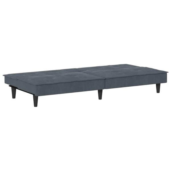 Sofá-cama com suportes para copos veludo cinzento-escuro - Image 7