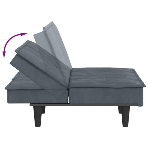 Sofá-cama com suportes para copos veludo cinzento-escuro - Image 8