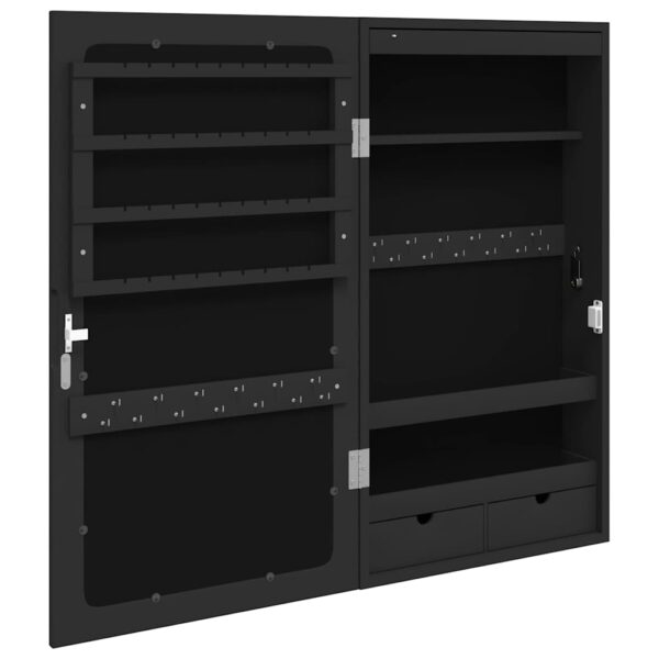 Móvel para joias de parede espelhado com luzes LED preto - Image 6