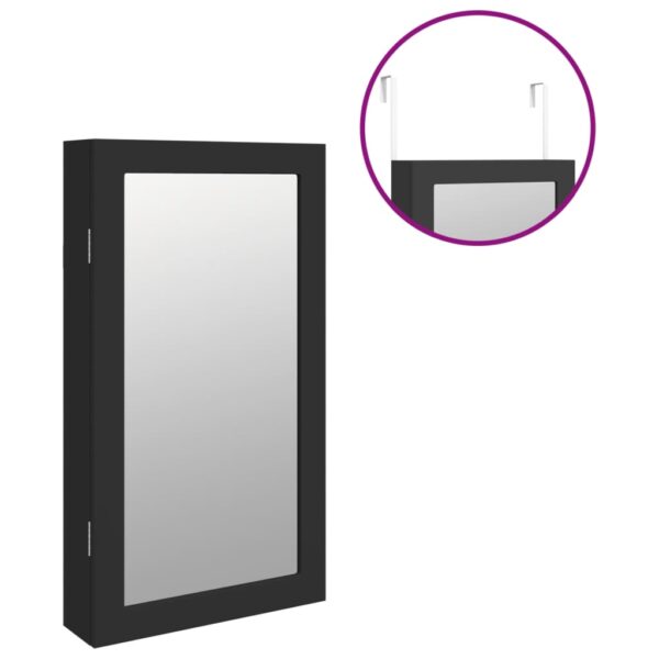 Móvel para joias de parede espelhado com luzes LED preto - Image 8