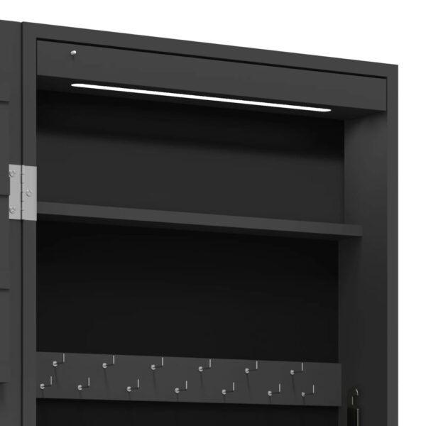 Móvel para joias de parede espelhado com luzes LED preto - Image 10