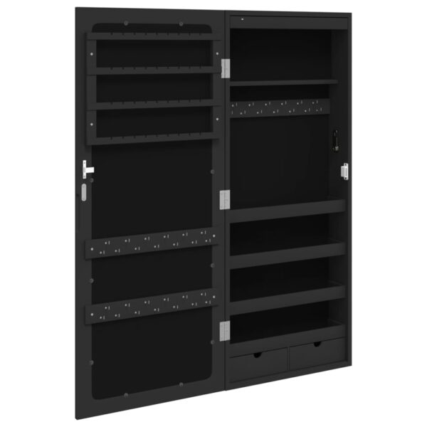 Móvel para joias de parede espelhado com luzes LED preto - Image 6