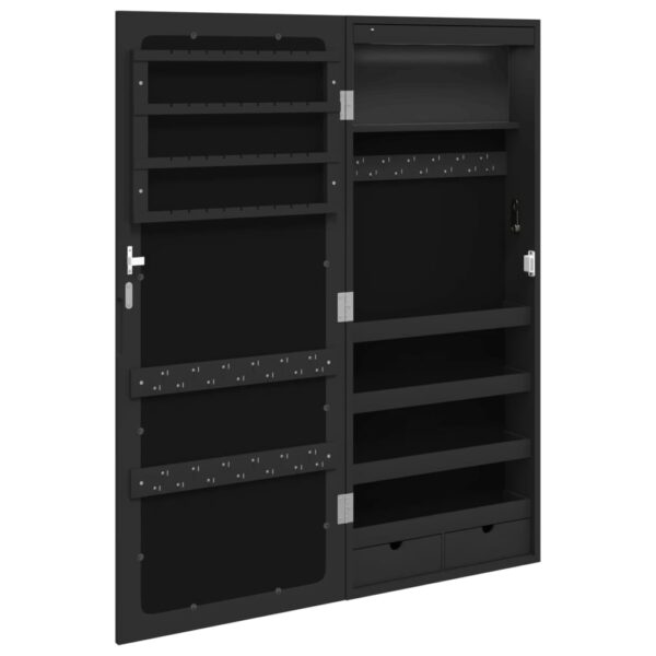 Móvel para joias de parede espelhado com luzes LED preto - Image 7