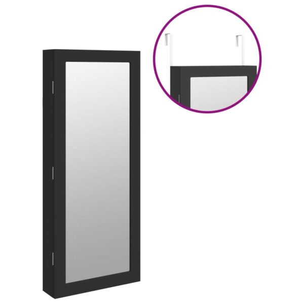 Móvel para joias de parede espelhado com luzes LED preto - Image 8