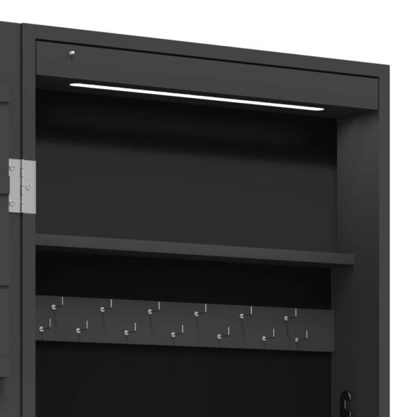 Móvel para joias de parede espelhado com luzes LED preto - Image 10