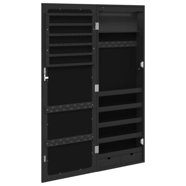 Móvel para joias de parede espelhado com luzes LED preto - Image 6