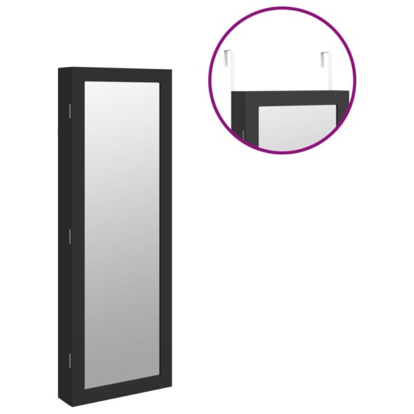 Móvel para joias de parede espelhado com luzes LED preto - Image 8