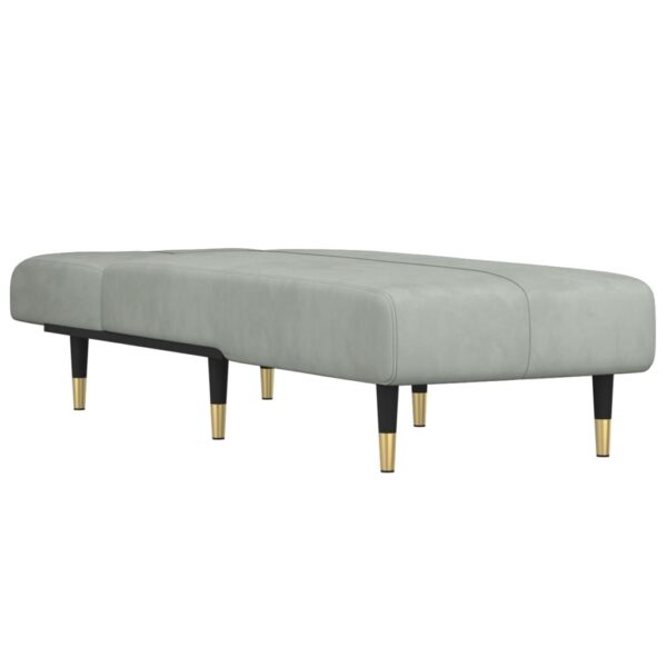 Chaise longue veludo cinzento-claro - Image 2