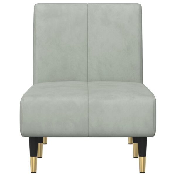 Chaise longue veludo cinzento-claro - Image 3