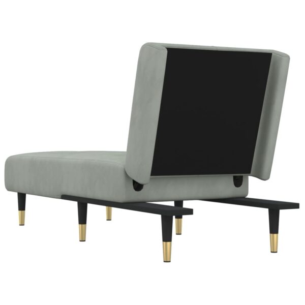 Chaise longue veludo cinzento-claro - Image 4