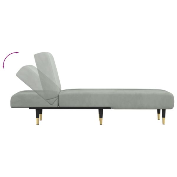 Chaise longue veludo cinzento-claro - Image 5