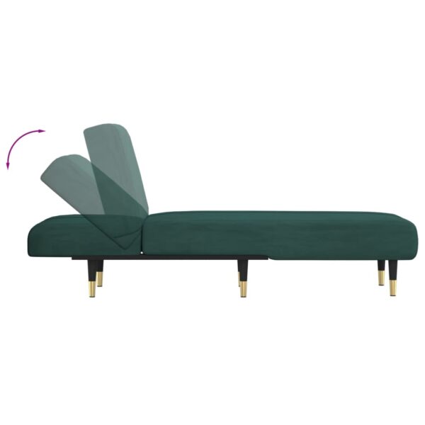 Chaise longue veludo verde-escuro - Image 5