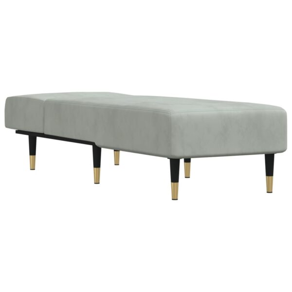 Chaise longue veludo cinzento-claro - Image 2