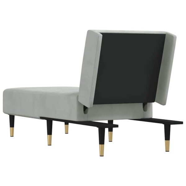 Chaise longue veludo cinzento-claro - Image 4