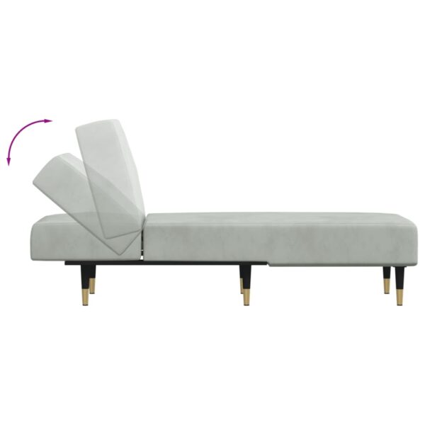 Chaise longue veludo cinzento-claro - Image 5