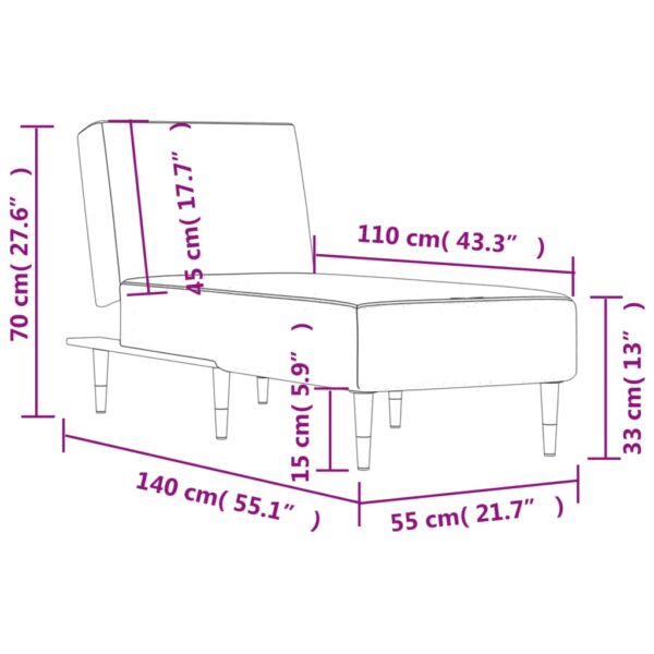 Chaise longue veludo cinzento-claro - Image 8